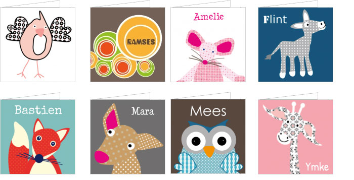 Kleurrijke en vertederende geboortekaartjes van ZotteZoo