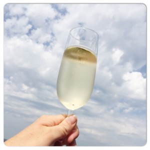 prosecco in de lucht