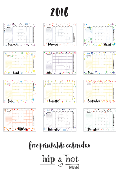 Printable kalender voor 2016 & Hot - blogazine