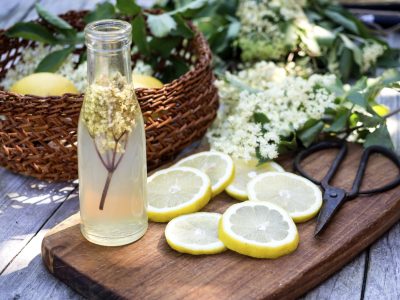 Elderflower juice and all the ingredients