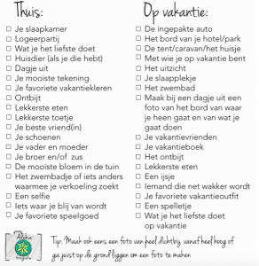 vakantiechecklist tesselhof