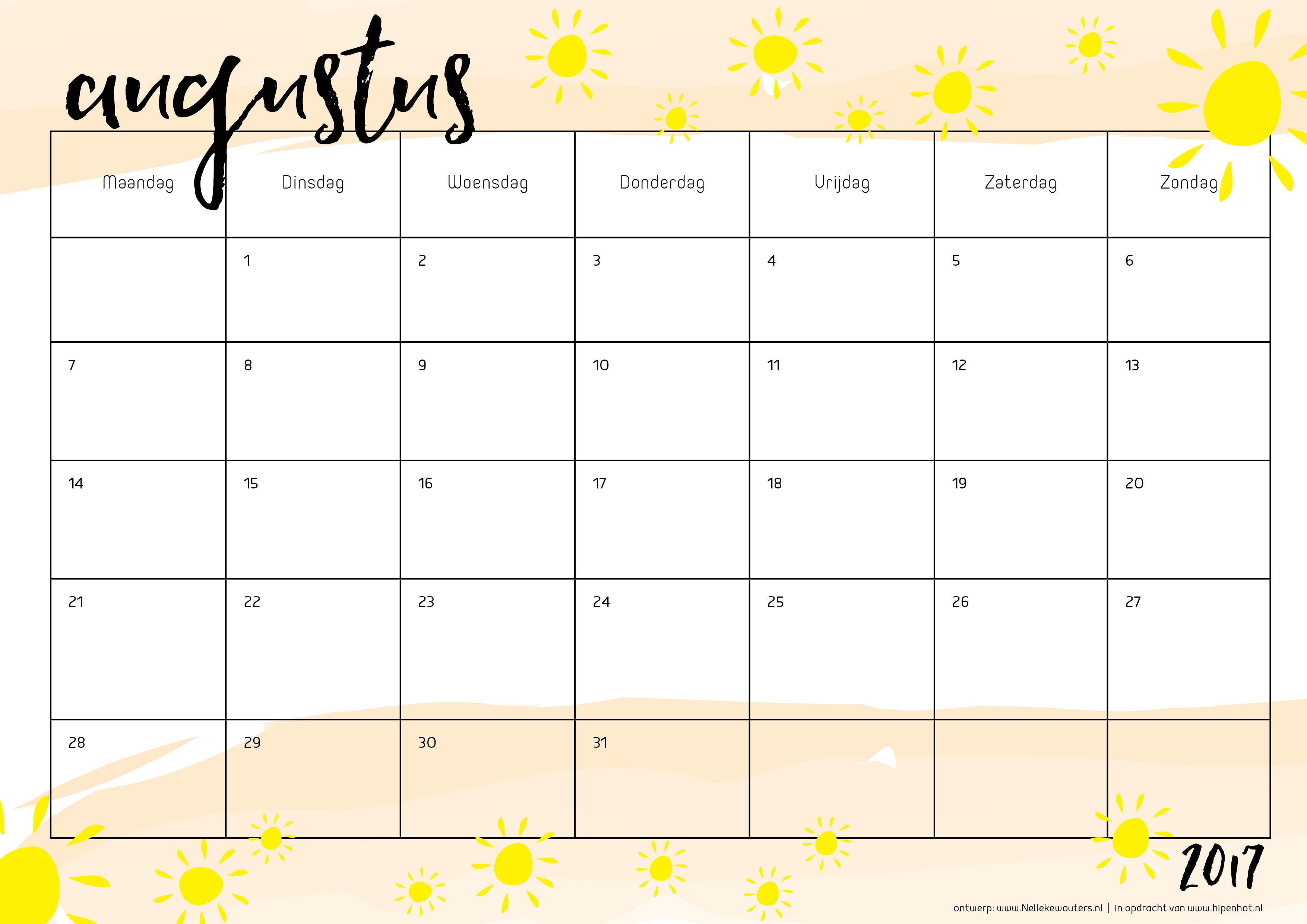 Printable kalender voor 2017 - Hip & Hot -