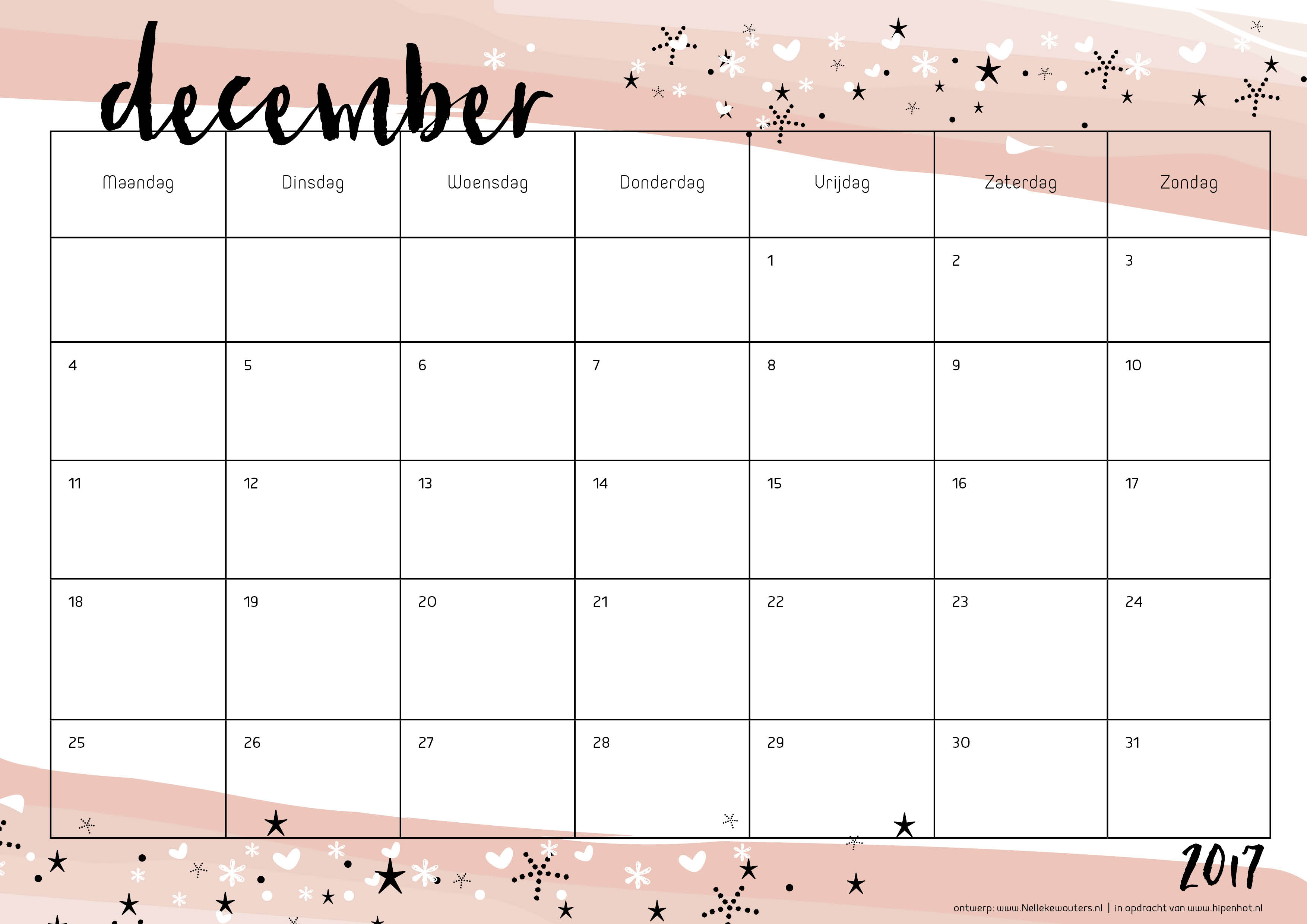 Kwade trouw Verzorger honing Free Printable kalender voor 2017 - Hip & Hot - blogazine