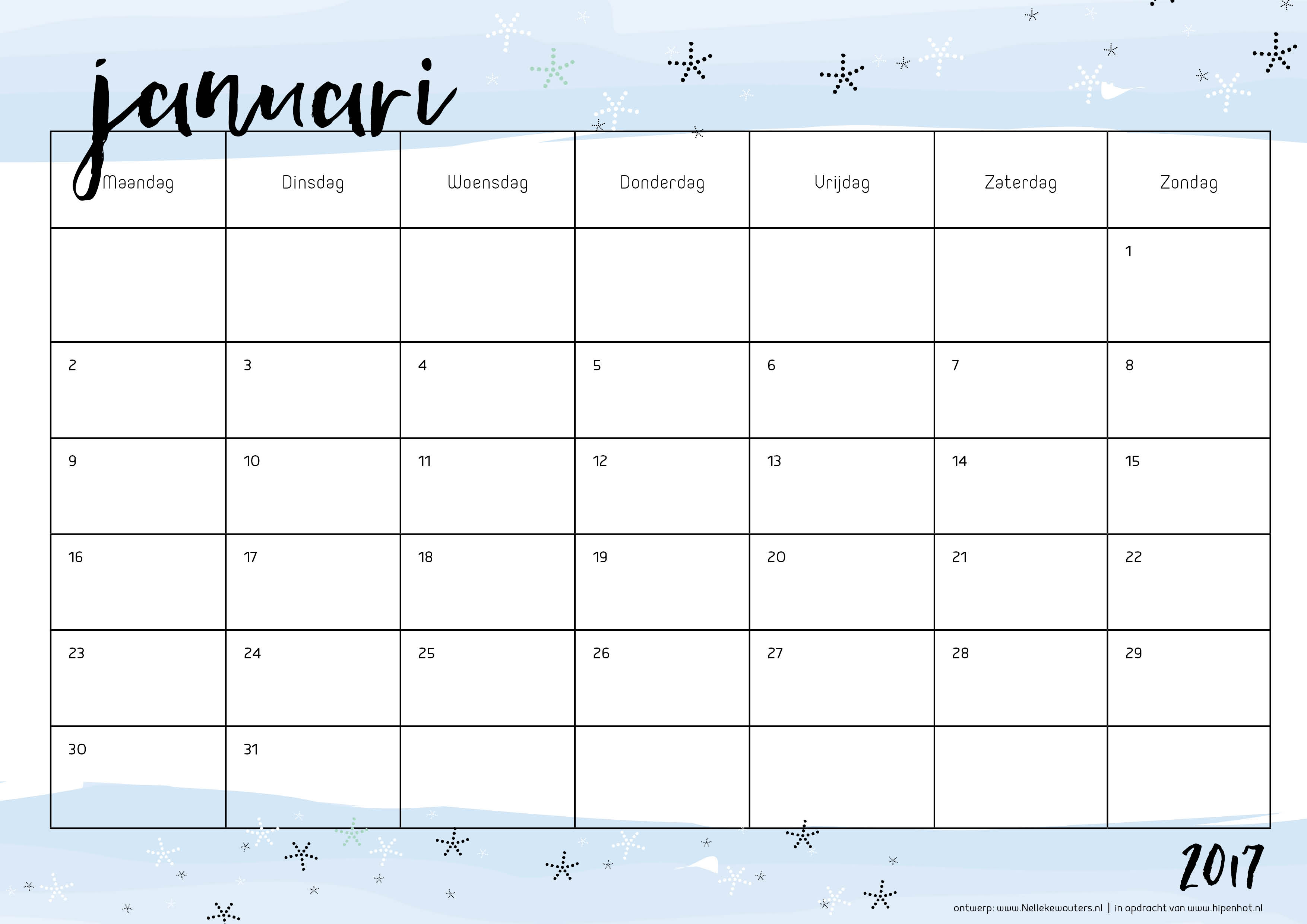 rand enthousiasme Victor Free Printable kalender voor 2017 - Hip & Hot - blogazine