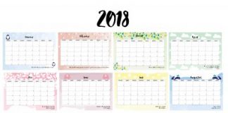 Free Printable kalender voor 2018