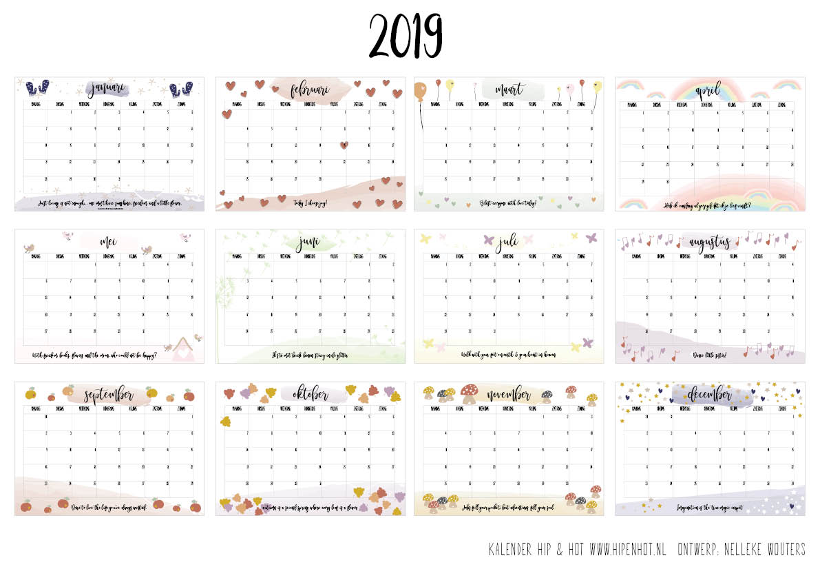 Free Printable kalender voor - Hip & Hot - blogazine