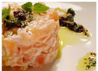 Zalmtartaar met kruidenolie zalmtartaar