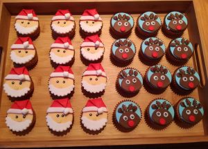 cupcakes rendier en kerstman