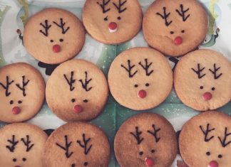 Kersthapjes op school rendier koekjes