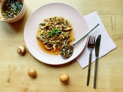 vegetarisch voorgerecht champignon carpaccio