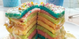 Pannenkoektaart, unicorn of regenboog, zo maak je die! regenboog pannenkoektaart