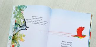 Vogel Vliegop, een prentenboek over een bozige vogel binnenkant vogel vliegop