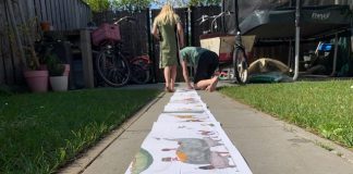 De verhuisdieren, een 4 meter lang prentenboek 4 meter boek verhuisdieren