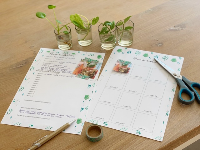 free printable over plantjes stekken op tafel