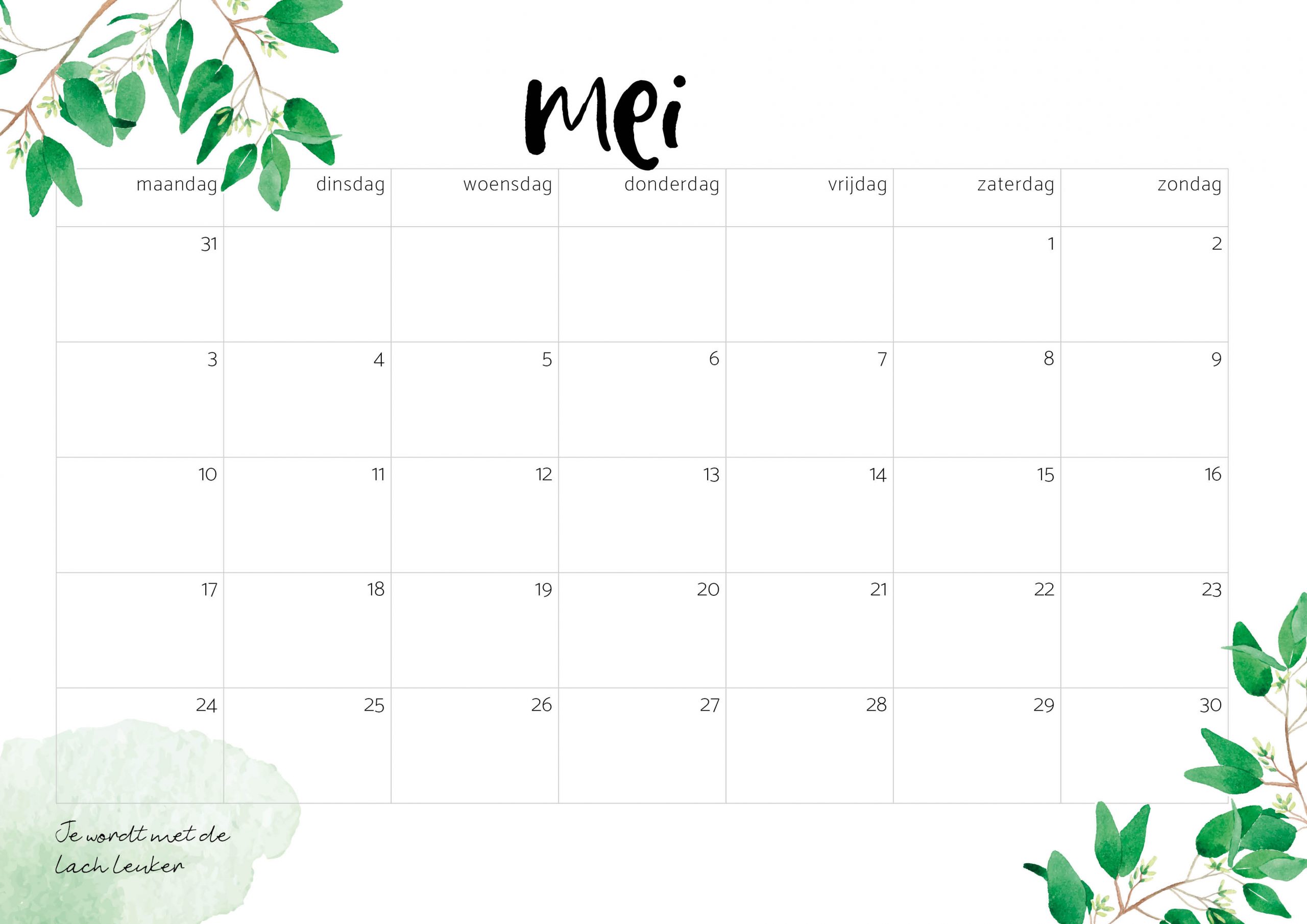 Free printable Kalender 2021 mei