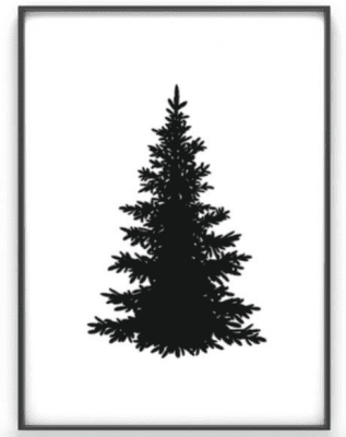 zwarte kerstboom poster printcandy