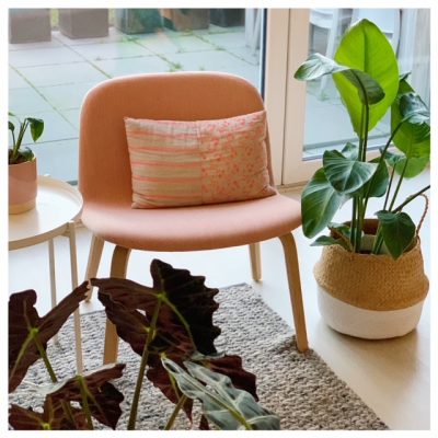 Muuto visu lounge stoel gestoffeerd roze