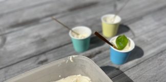 Citroenijs met basilicum zonder ijsmachine maken Citroenijs met basilicum zonder ijsmachine maken in de vriezer