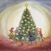 Kinderen dansen rond de kerstboom bijdehansje