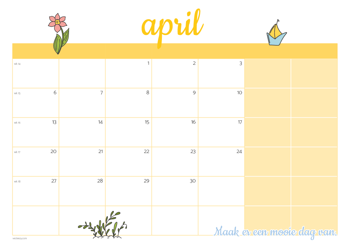 free printable kalender hipenhot maand april 2026